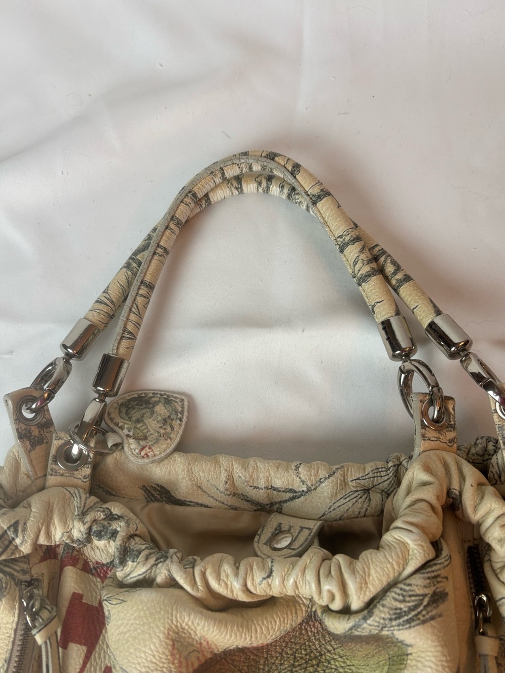 Massimo Trulli Circus Elephant Graphic Print Leather Shoulder Bag Limited Edit - Picture 5 of 11